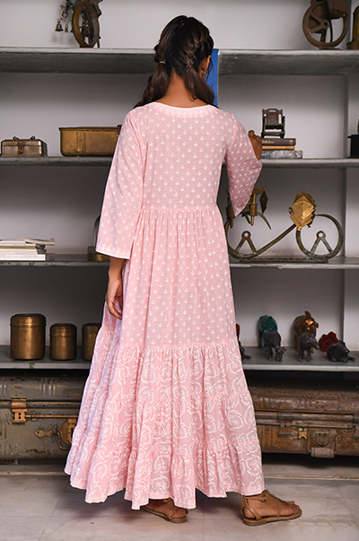 Ridhi Suri Feriha Soft Pink Gathered Maxi