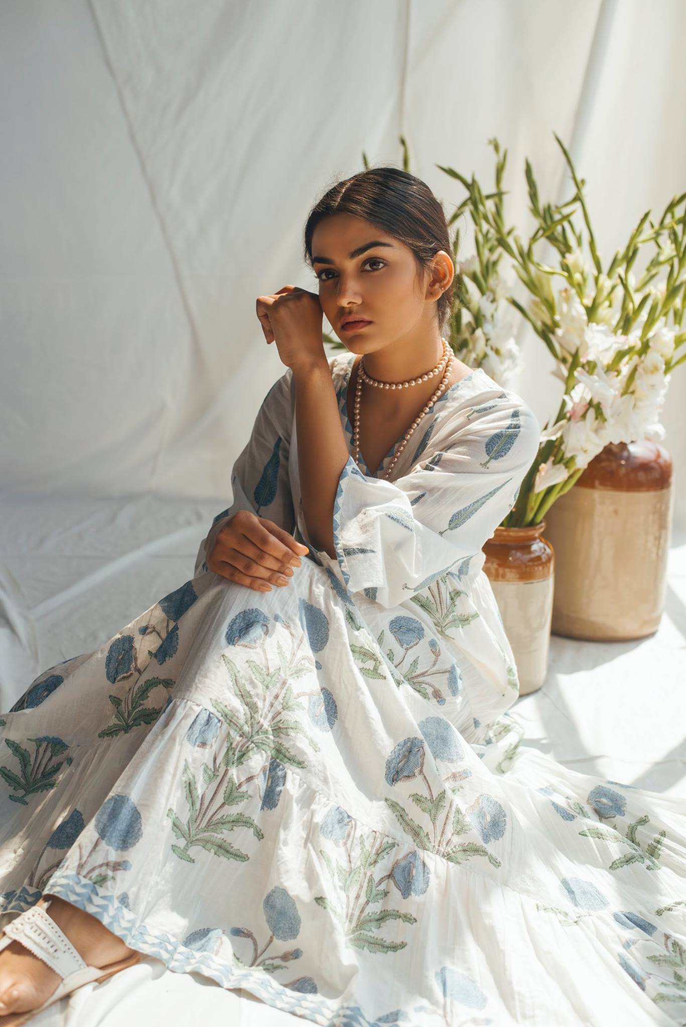 Ridhi Suri Bahameen Blue Chinar and Mughal Print Maxi