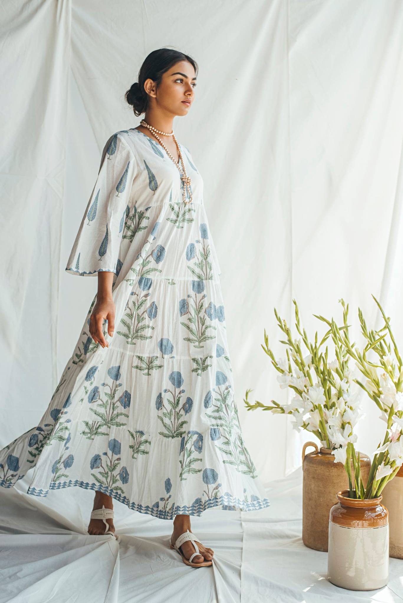 Ridhi Suri Bahameen Blue Chinar and Mughal Print Maxi