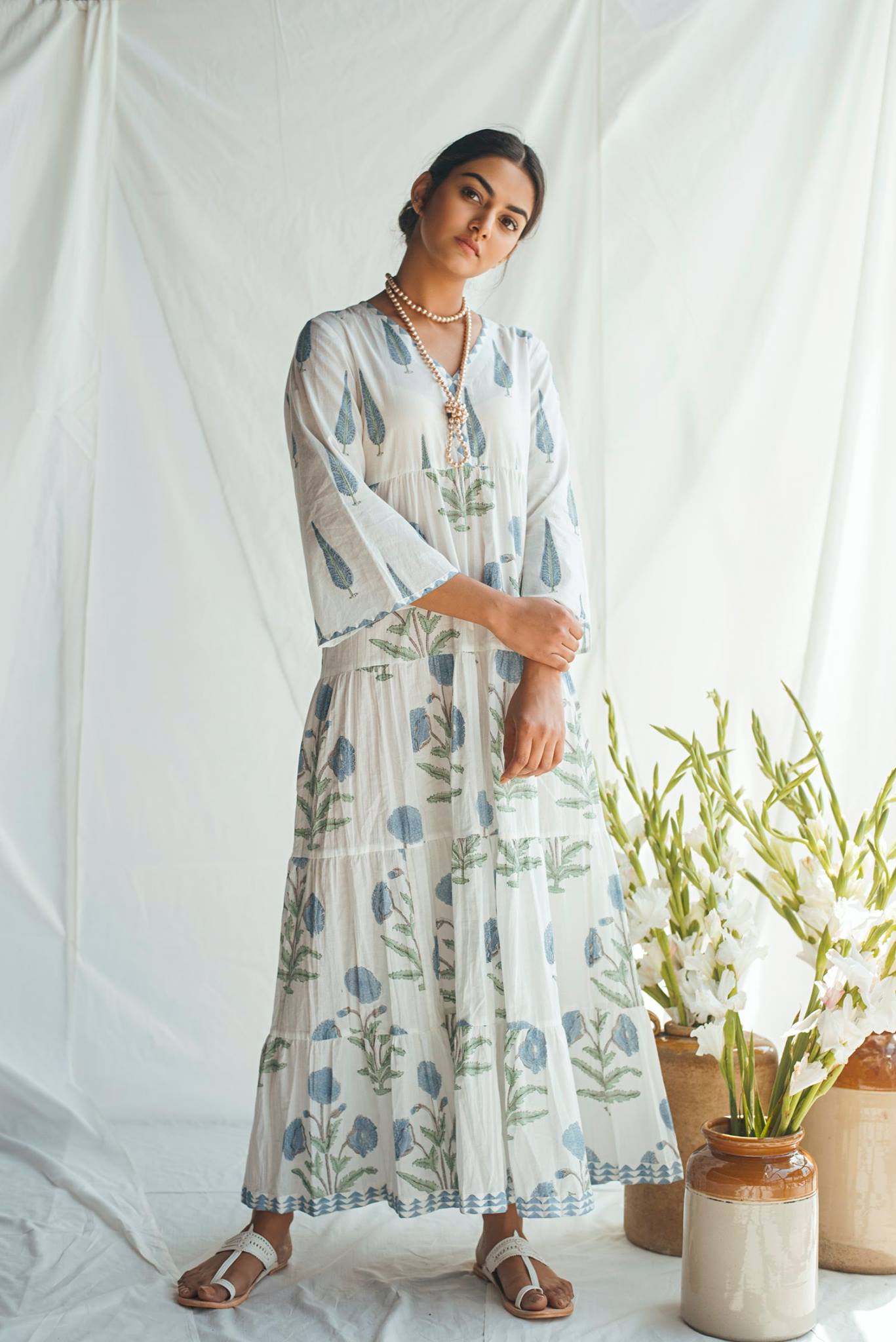 Ridhi Suri Bahameen Blue Chinar and Mughal Print Maxi