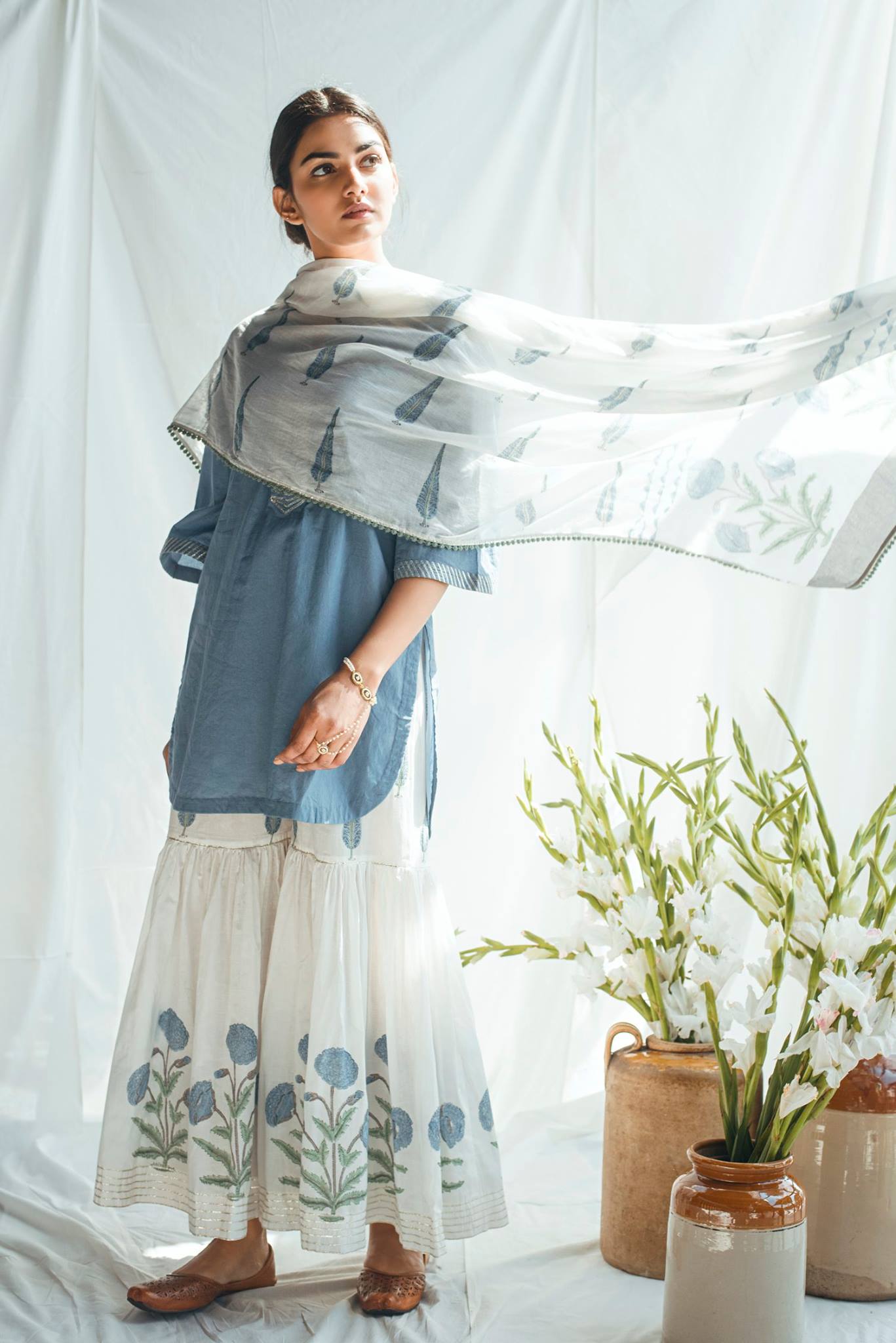 Ridhi Suri Bahameen Blue Mughal Sharara Set