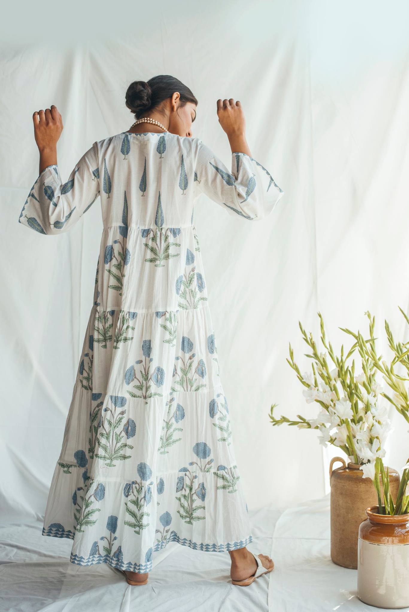 Ridhi Suri Bahameen Blue Chinar and Mughal Print Maxi