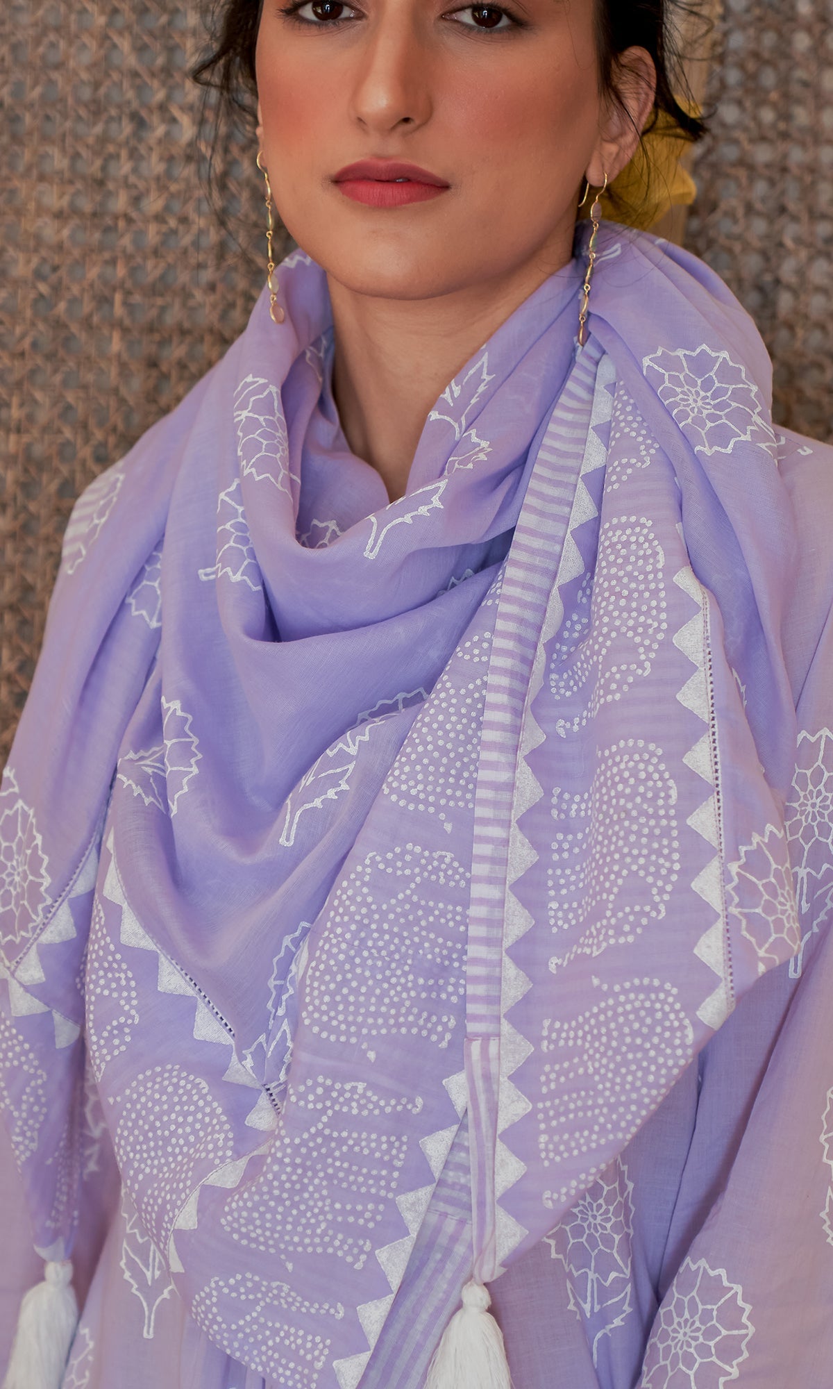DAISY 2 LILAC FLORAL PRINTED KURTA WITH PALAZZO AND SCARF- SET OF 3