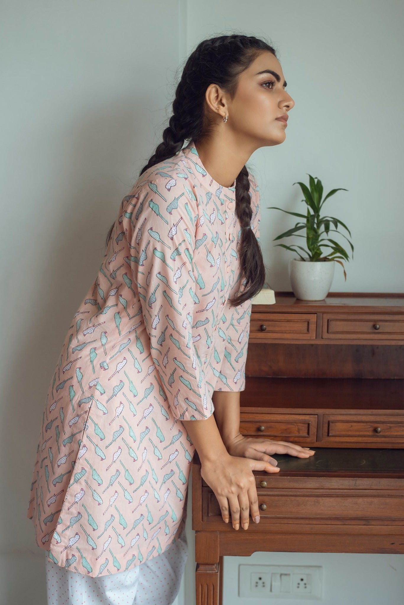 Ridhi Suri Serenity Bird Print Lounge set - Pink