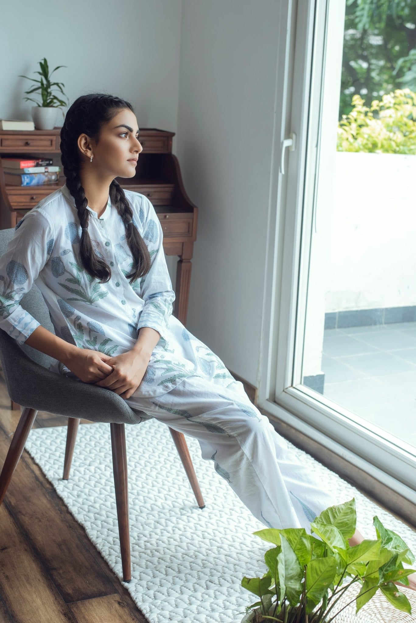 Ridhi Suri Serenity Mughal Lounge Set- Blue