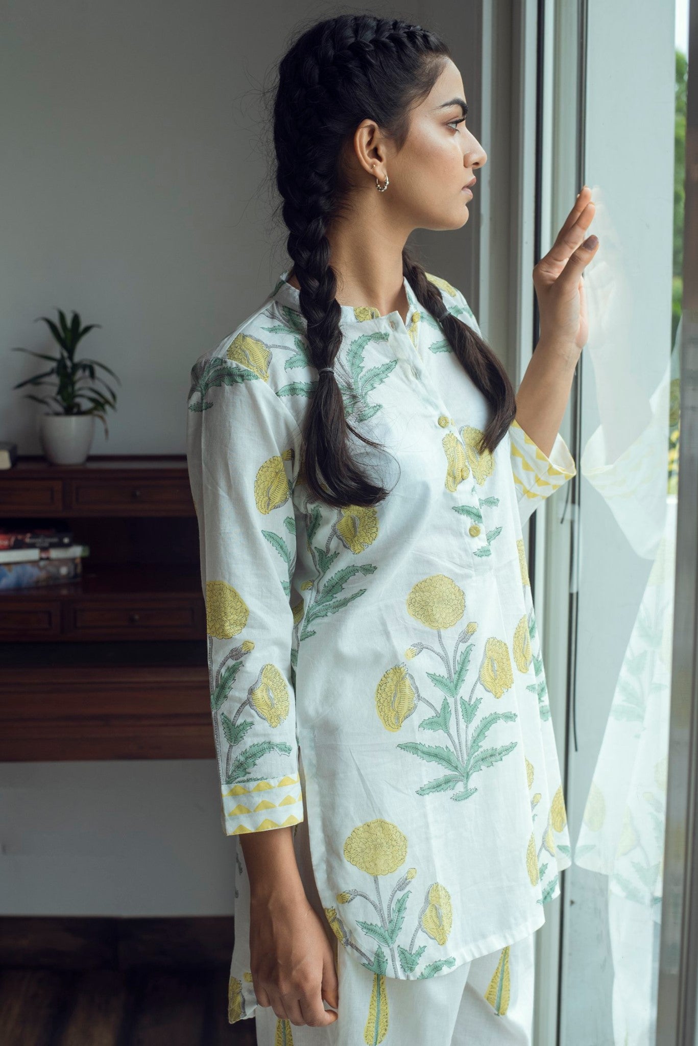 Ridhi Suri Serenity Mughal Lounge Set- Yellow