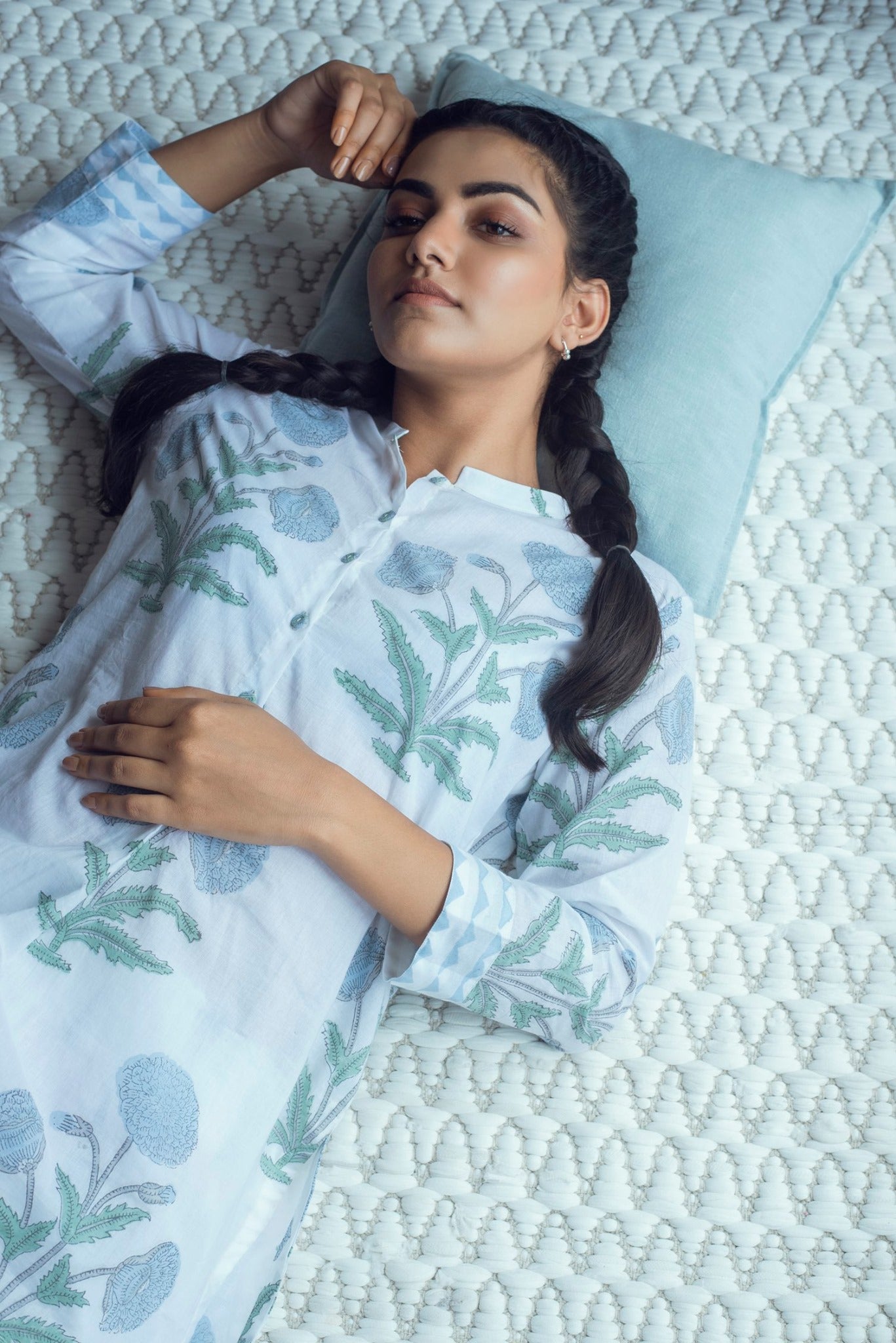 Ridhi Suri Serenity Mughal Lounge Set- Blue