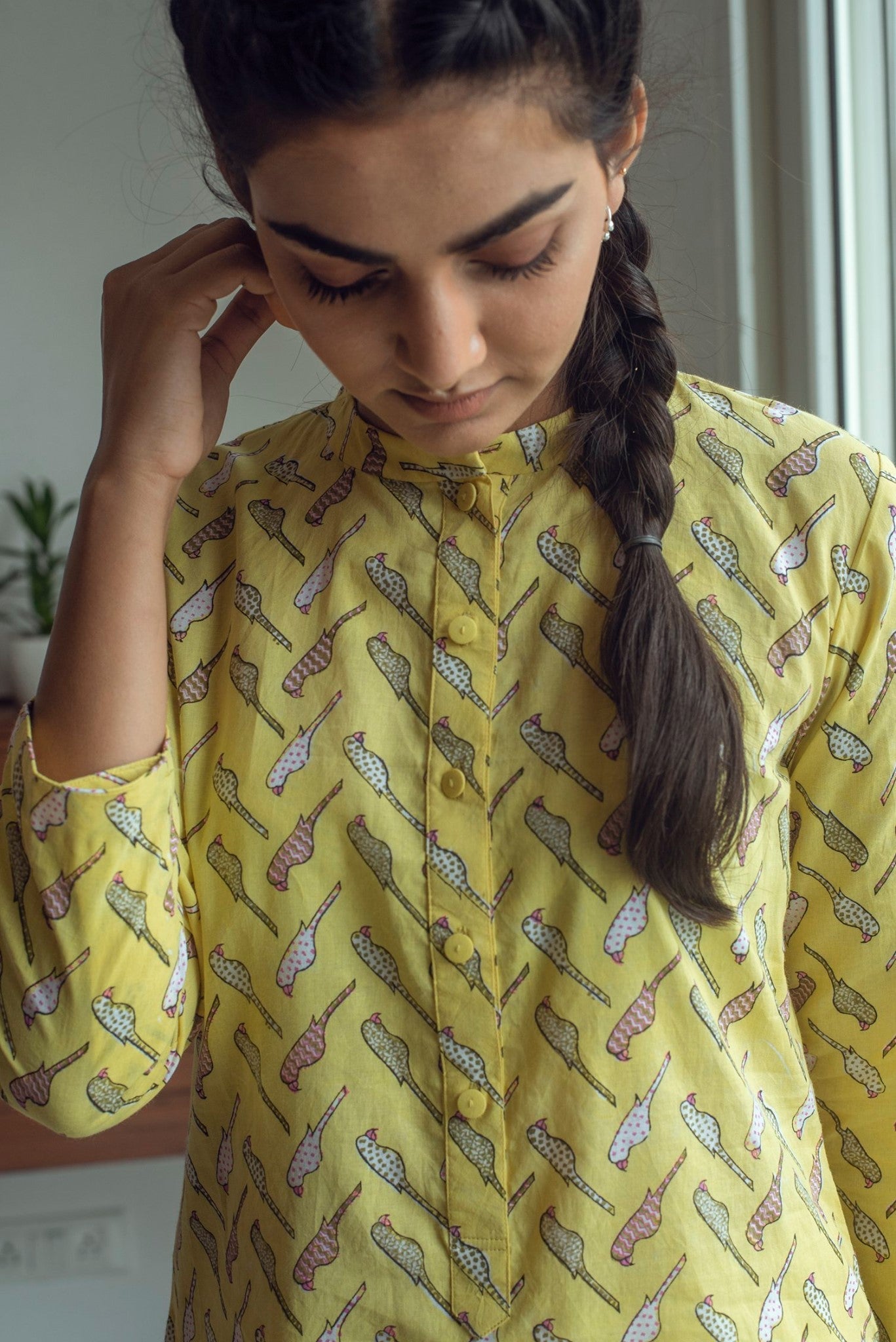 Ridhi Suri Serenity Bird Print Lounge set- yellow