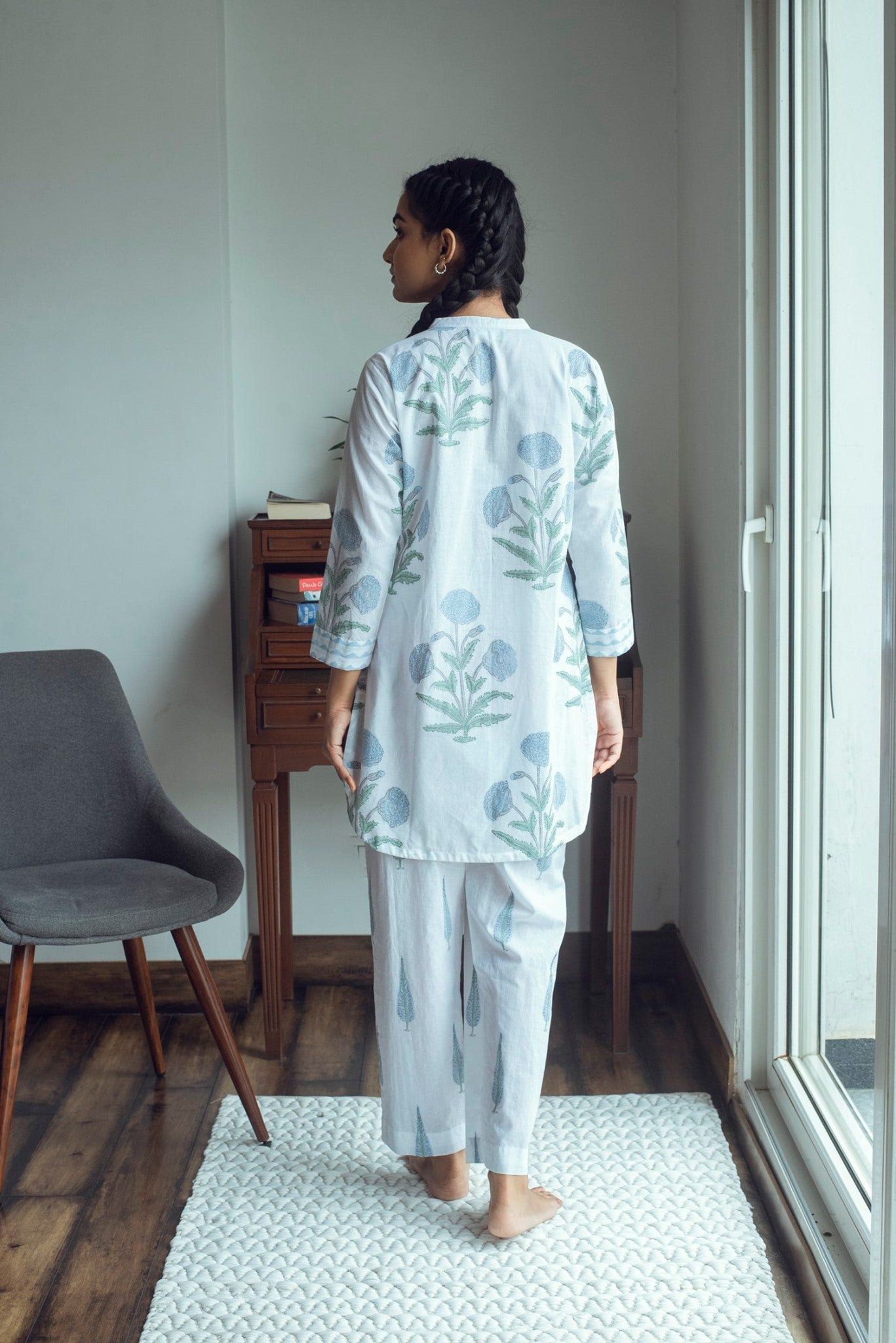 Ridhi Suri Serenity Mughal Lounge Set- Blue