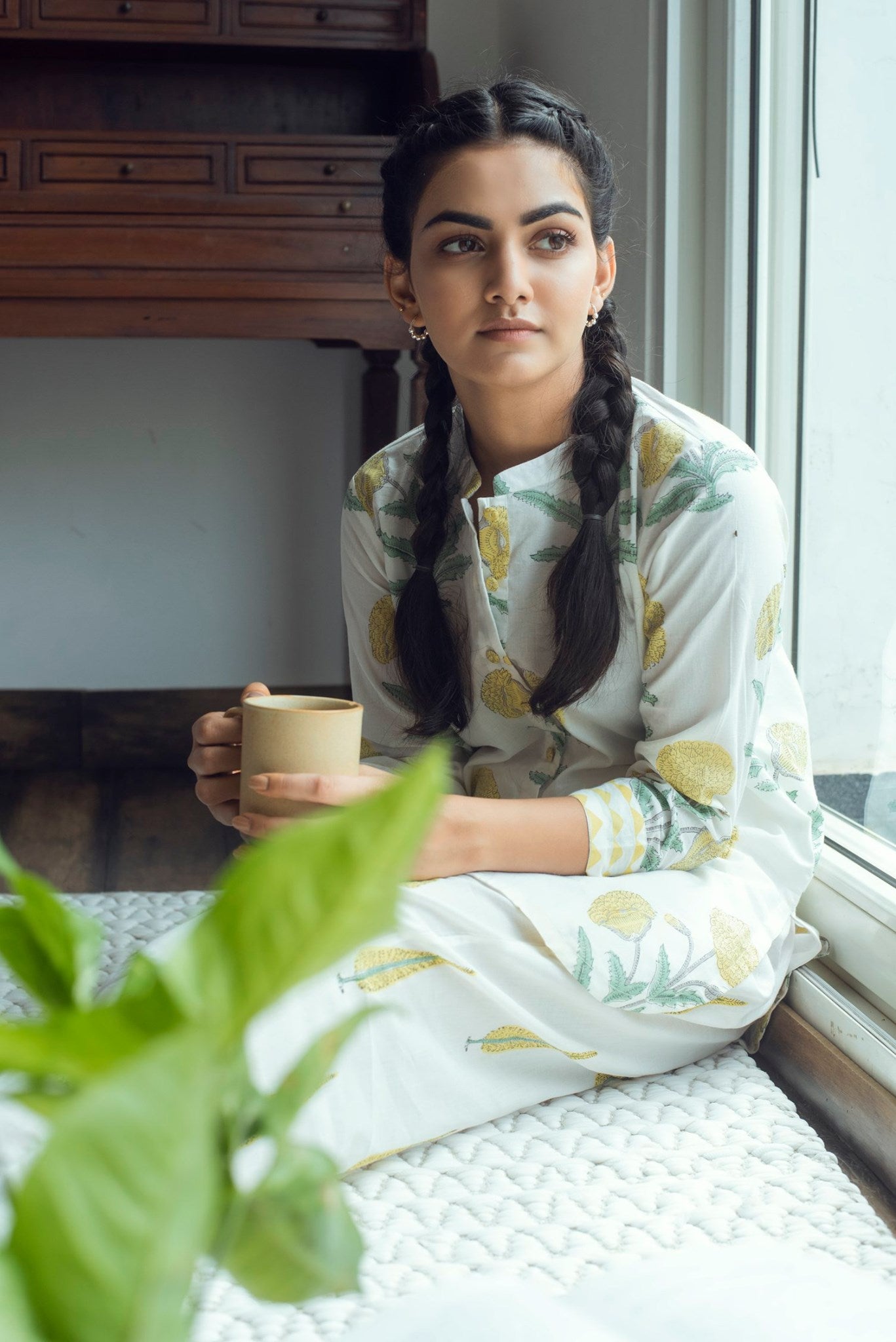 Ridhi Suri Serenity Mughal Lounge Set- Yellow
