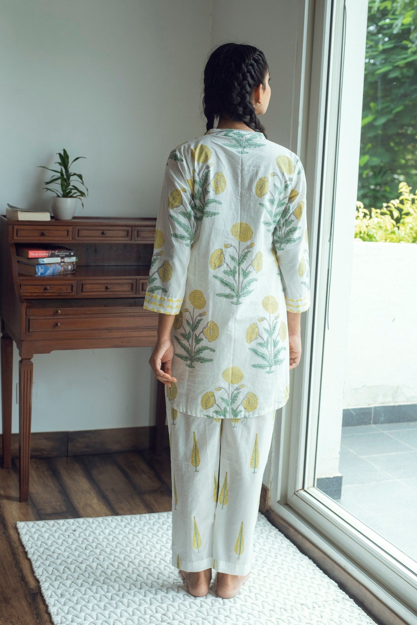 Ridhi Suri Serenity Mughal Lounge Set- Yellow