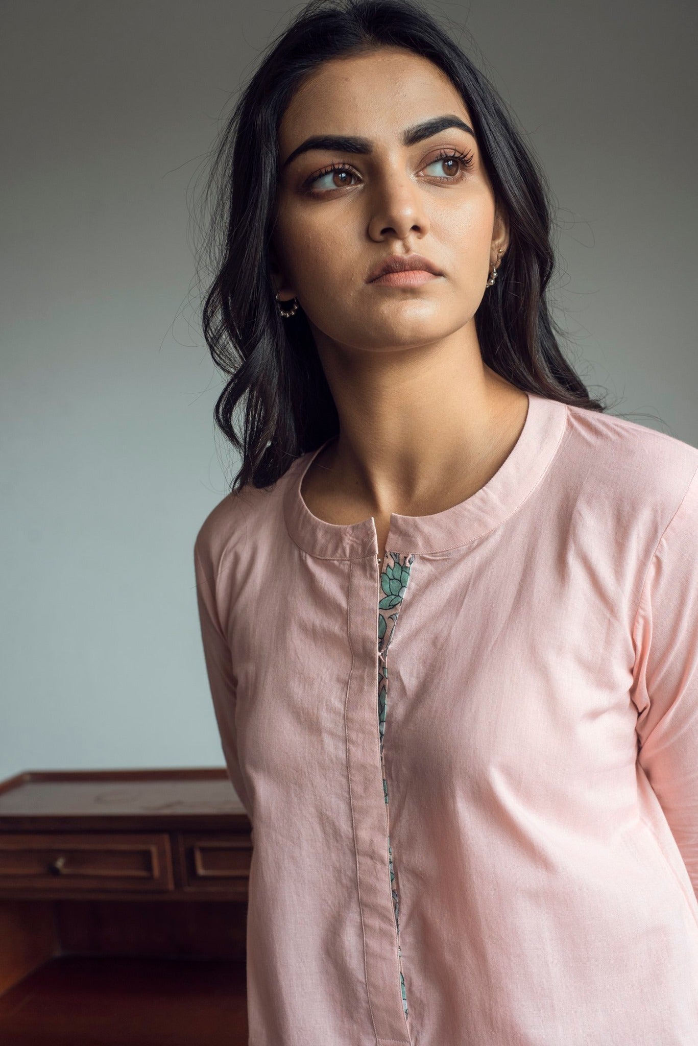 Ridhi Suri Serenity Solid Kurta with Asymmetric Palazzo - Pink
