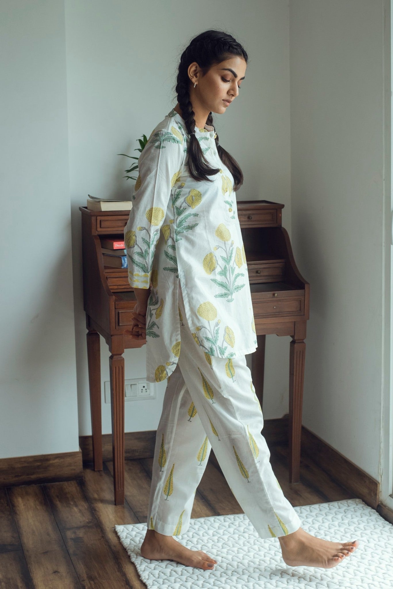 Ridhi Suri Serenity Mughal Lounge Set- Yellow