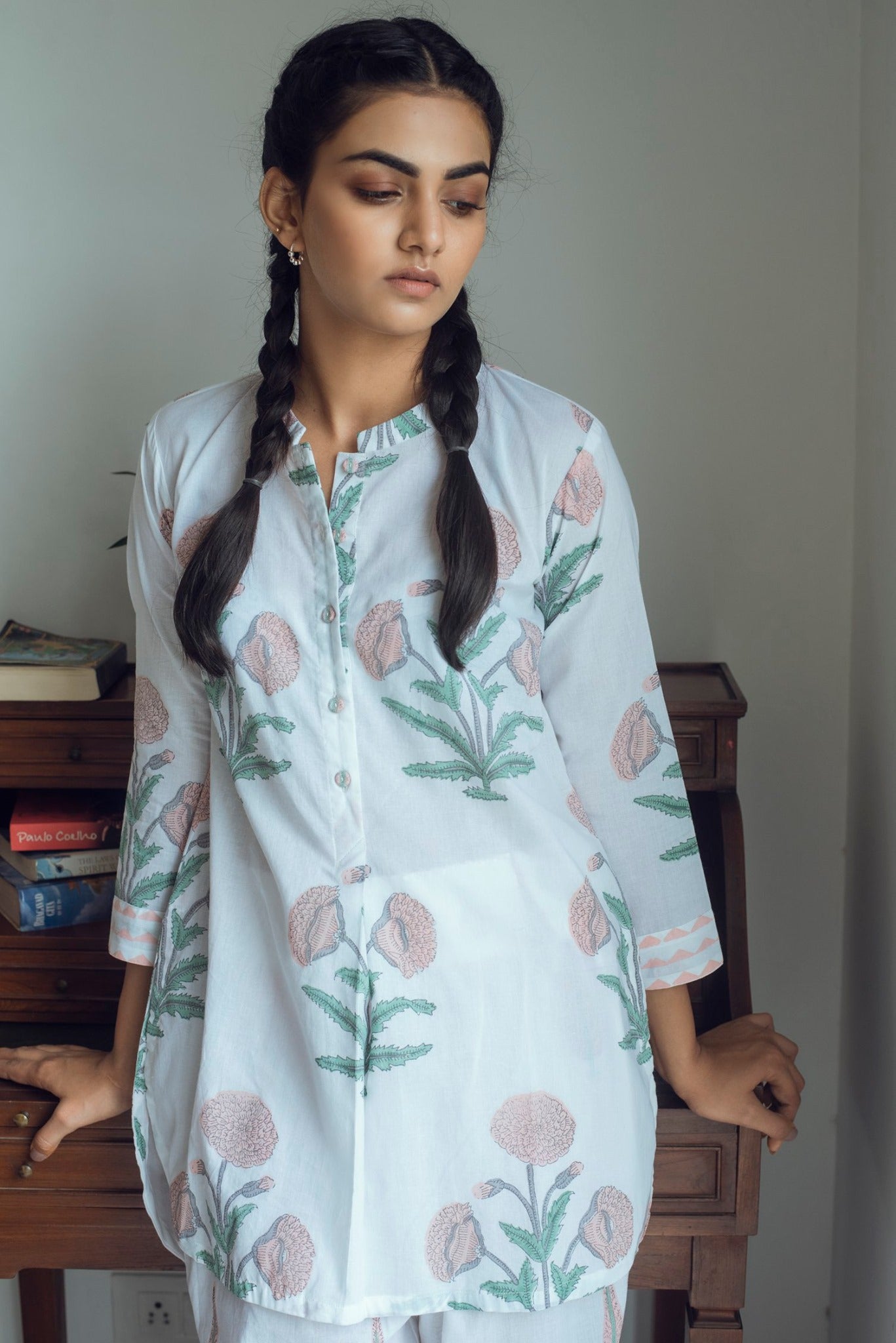 Ridhi Suri Serenity Mughal Lounge Set- Pink