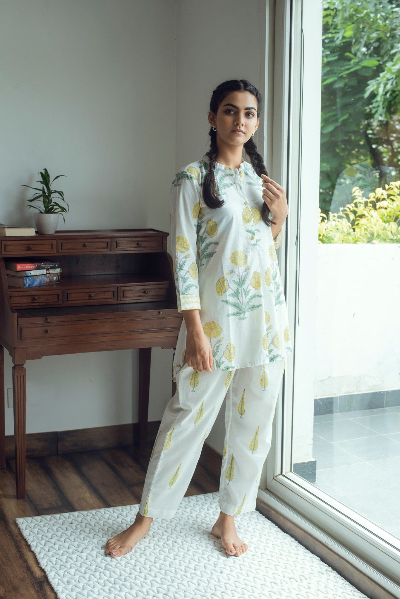 Ridhi Suri Serenity Mughal Lounge Set- Yellow