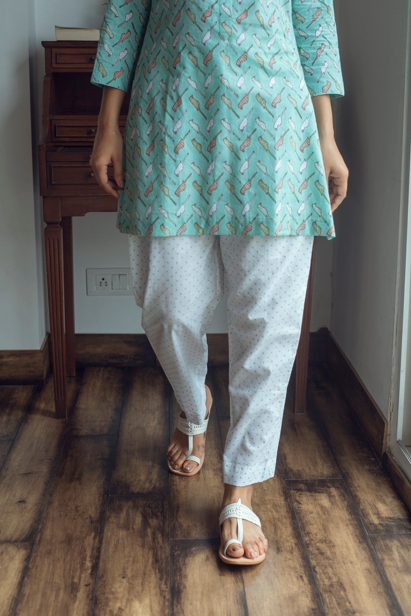 Ridhi Suri Serenity Bird Print Lounge set- Green