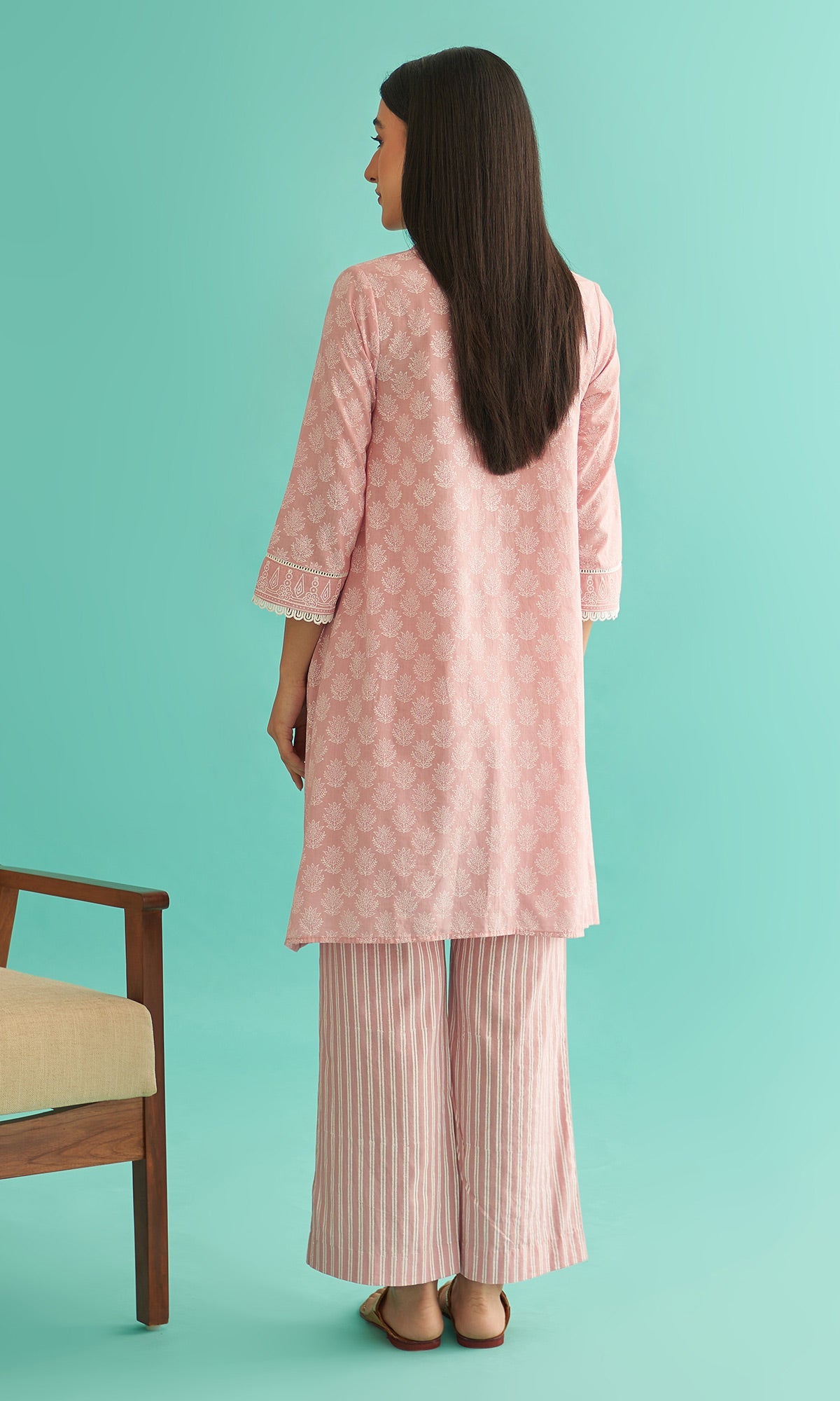 Daisy Vol 3 - Dusty Pink Hand Block Printed Asymmetrical Shirt Set of 2