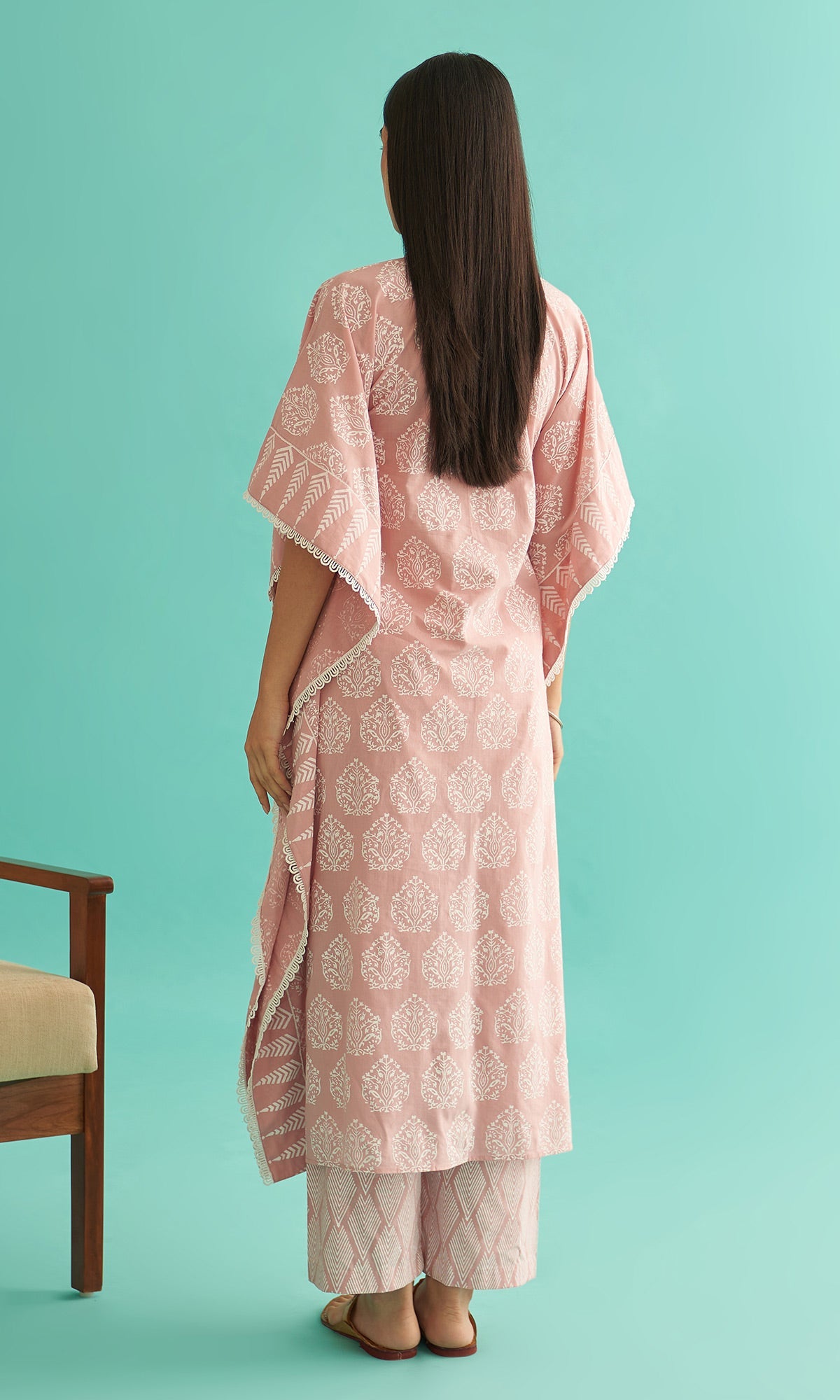 Daisy Vol 3 - Dusty Pink Hand Block Printed Kaftan Set of 2