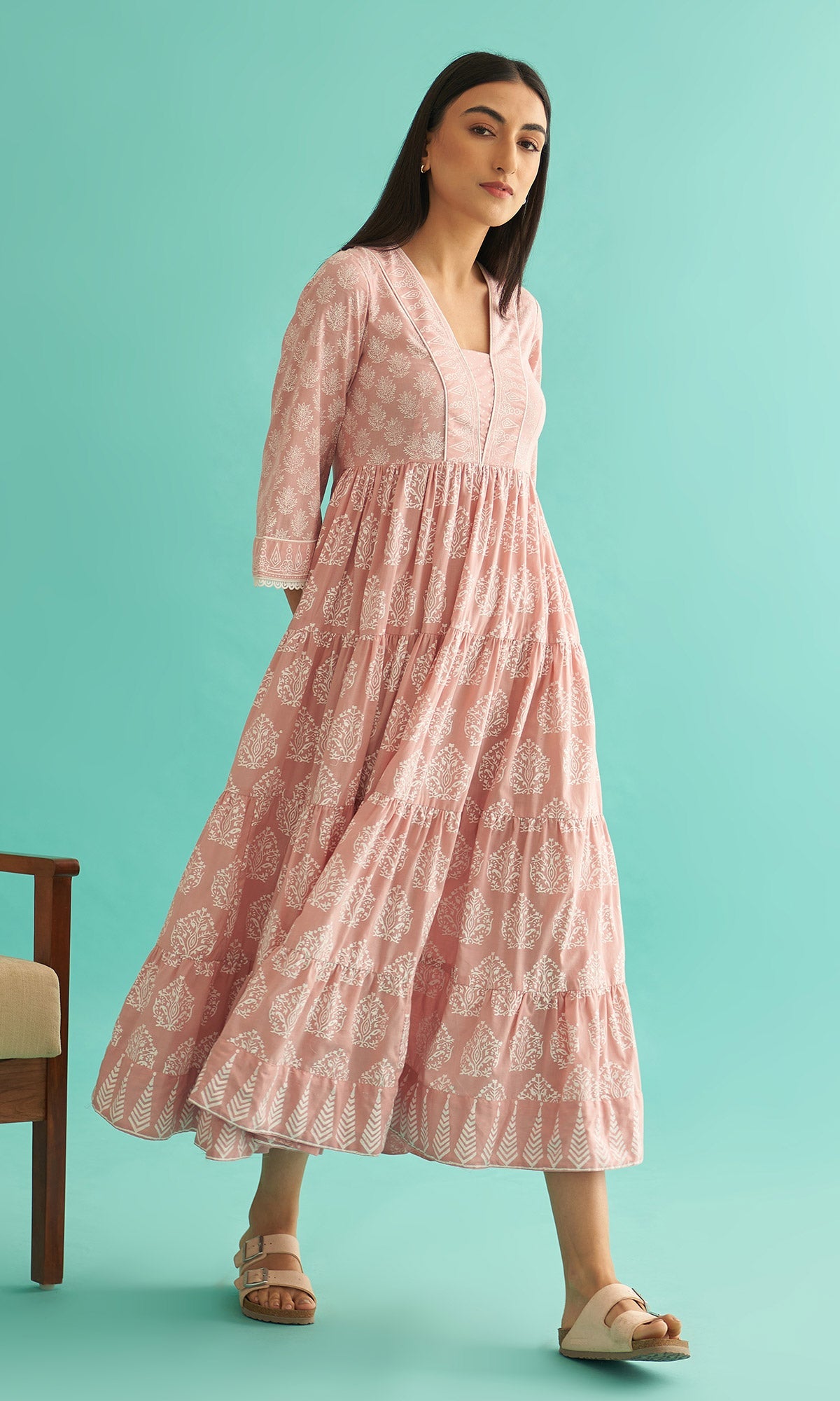 Daisy Vol 3 - Dusty Pink Hand Block Printed Tiered Dress