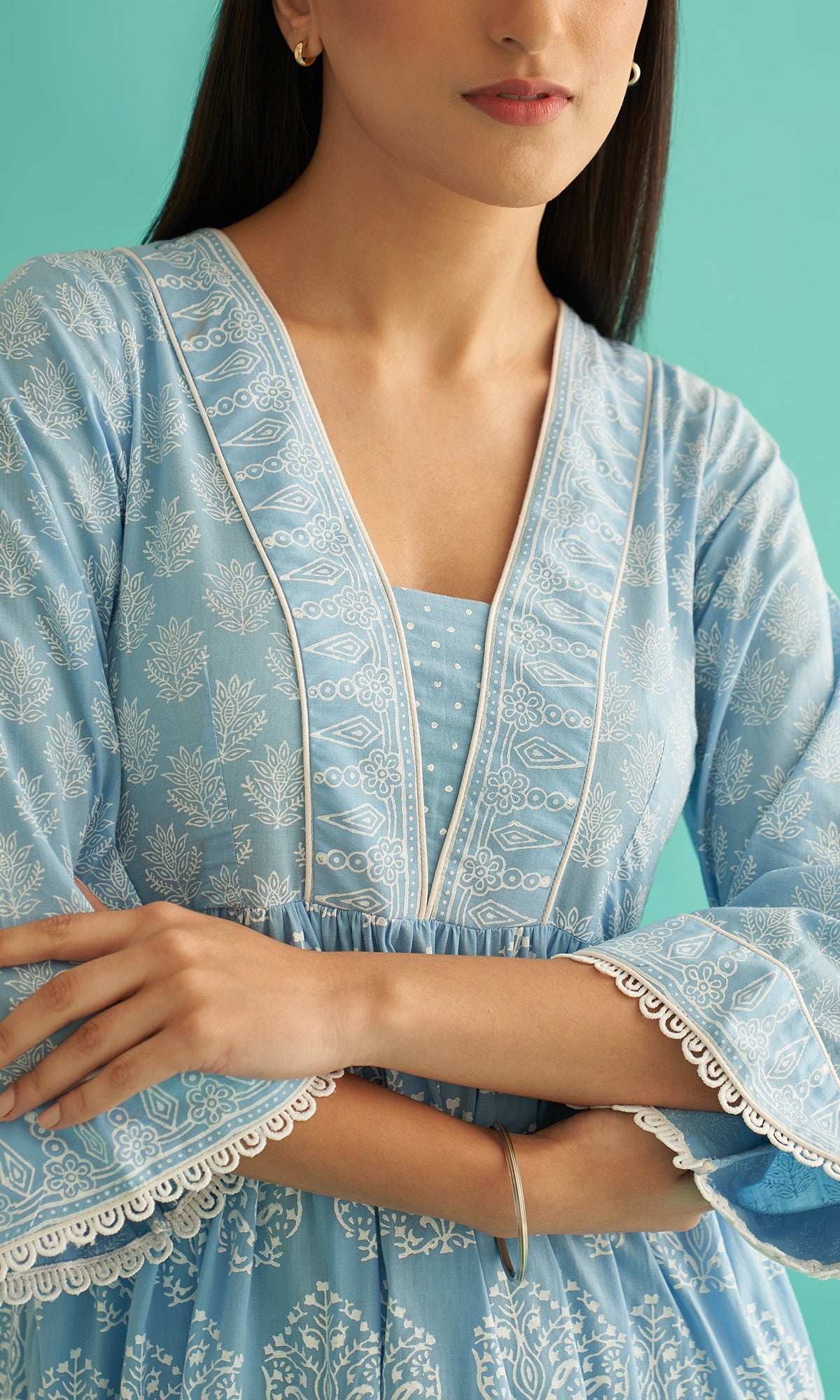 Daisy Vol 3 - Powder Blue Hand Block Printed Tiered Dress
