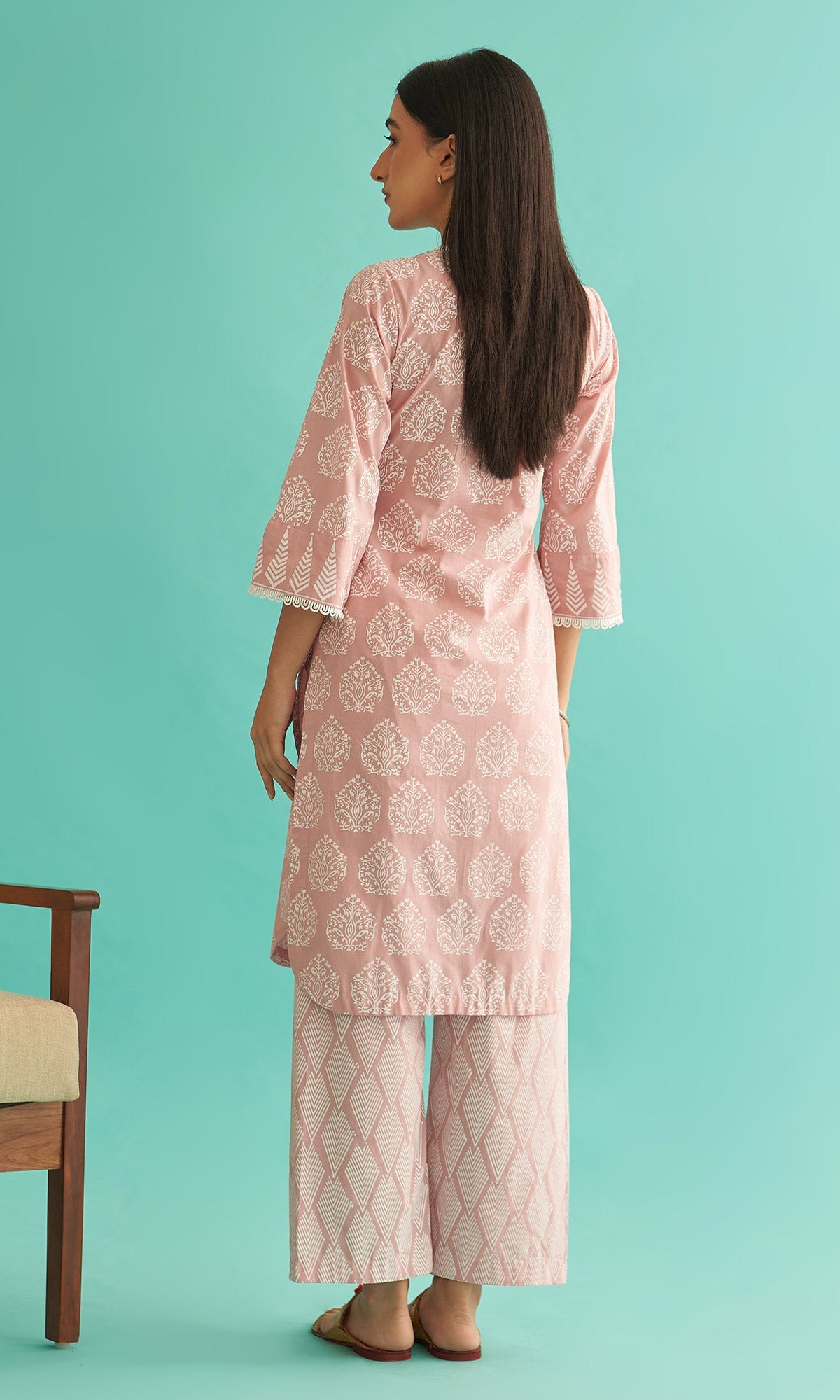 Daisy Vol 3 - Dusty Pink Hand Block Printed Straight Kurta Set of 2