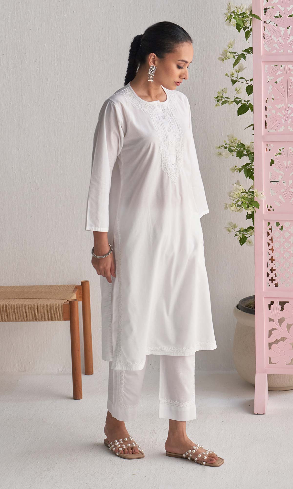 Handcrafted Chikankari White Co-ord Set