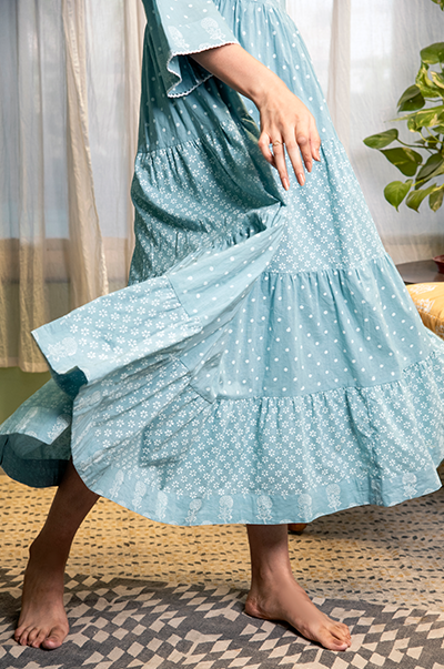 RIDHI SURI DAISY POWDER BLUE DRESS