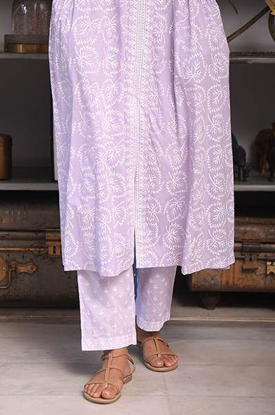 Ridhi Suri Feriha Lilac Side Gather Kurta with Palazzo Set of -2