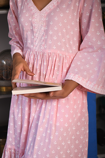 Ridhi Suri Feriha Soft Pink Gathered Maxi