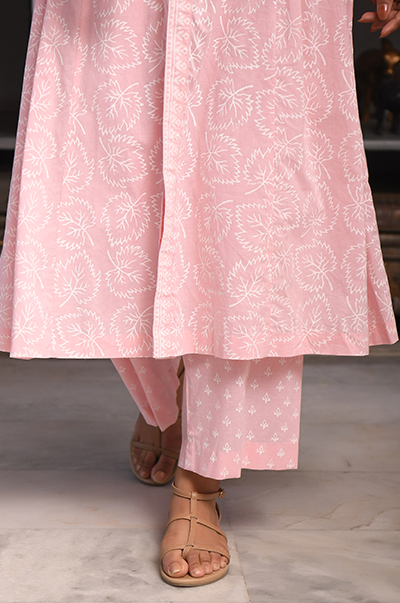 Ridhi Suri Feriha Soft Pink Side Gather Kurta with Palazzo Set of -2