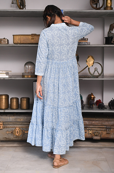 Ridhi Suri Feriha Blue Gathered Dress