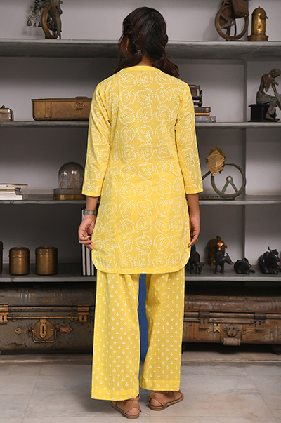 Ridhi Suri Feriha Yellow Short Kurta with Pyjama - Set of 2
