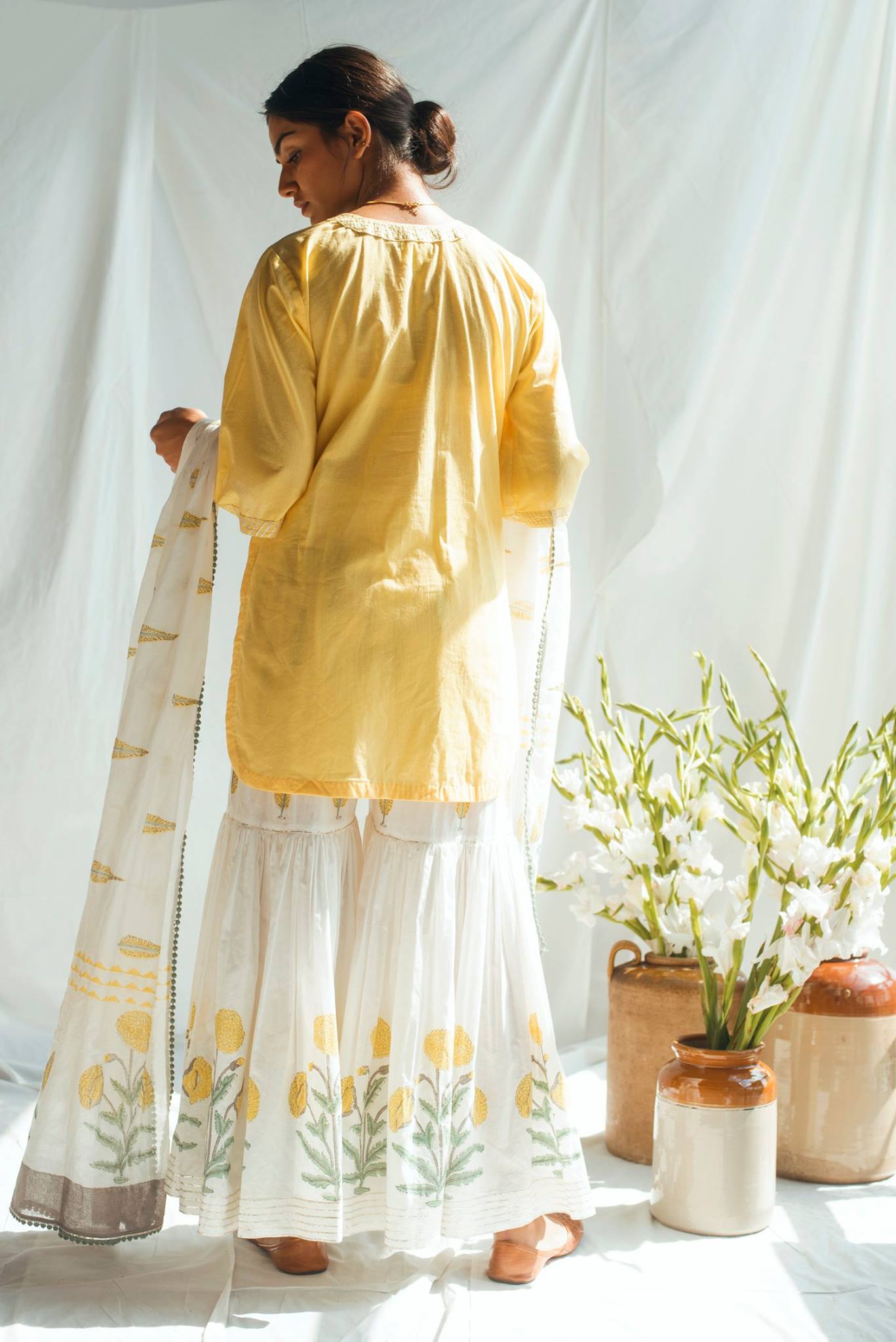 Ridhi Suri Bahameen Yellow Mughal Sharara Set
