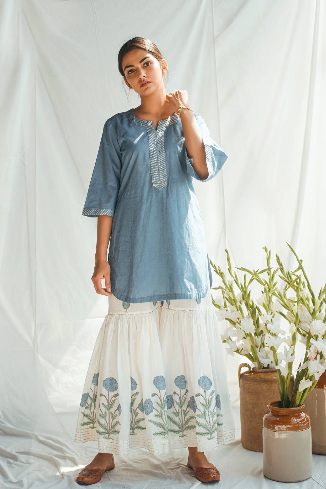 Ridhi Suri Bahameen Blue Mughal Sharara Set