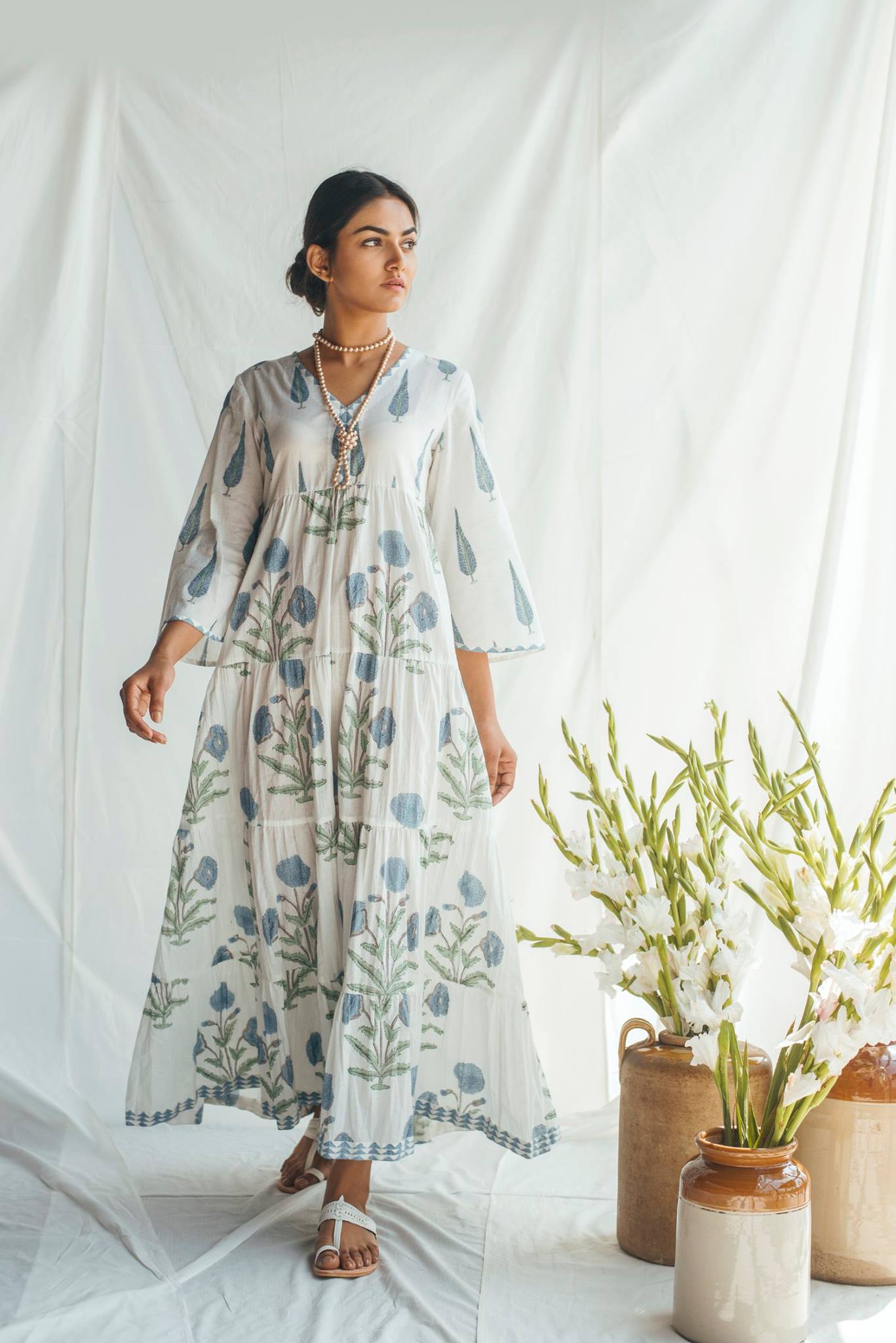 Ridhi Suri Bahameen Blue Chinar and Mughal Print Maxi