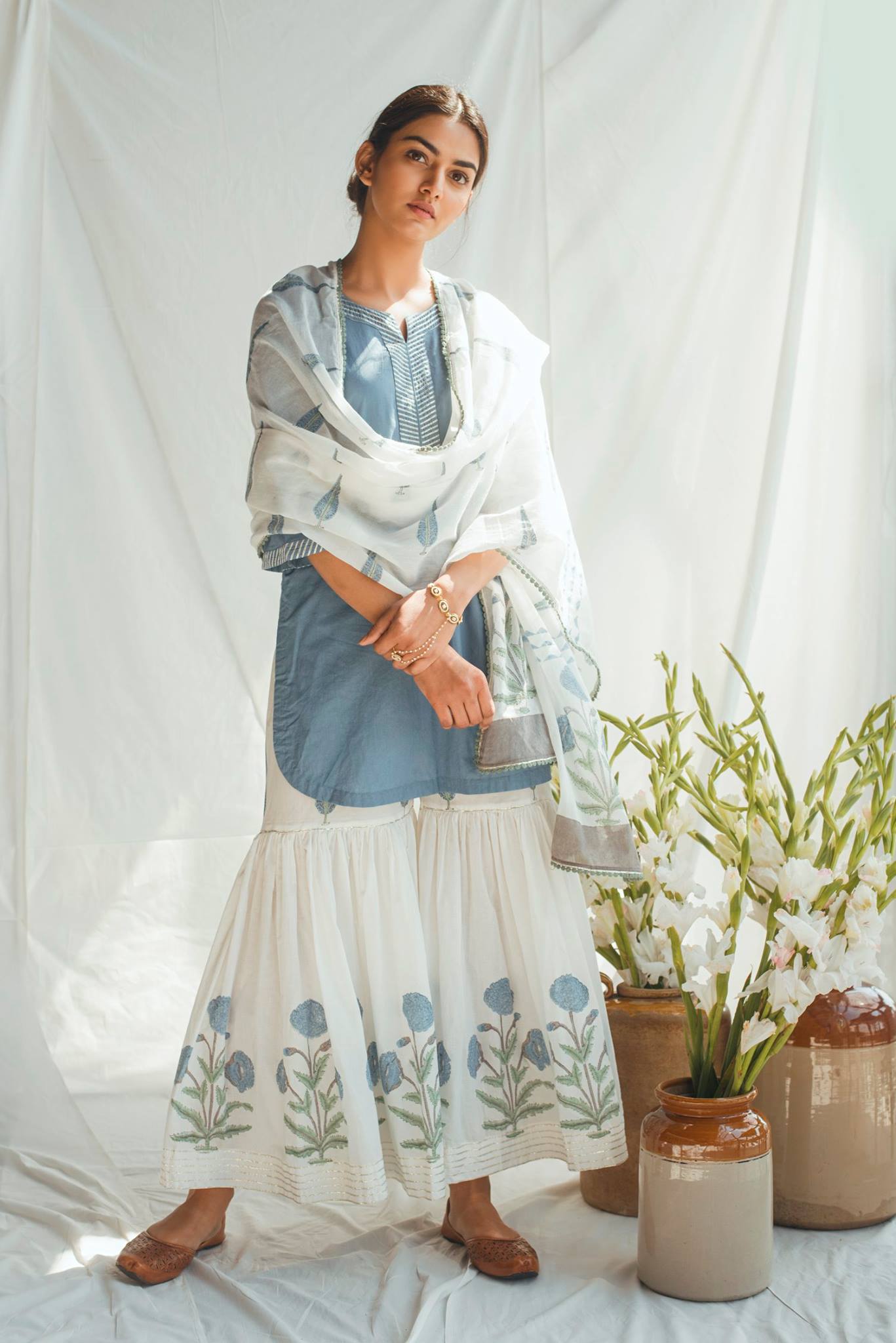 Ridhi Suri Bahameen Blue Mughal Sharara Set
