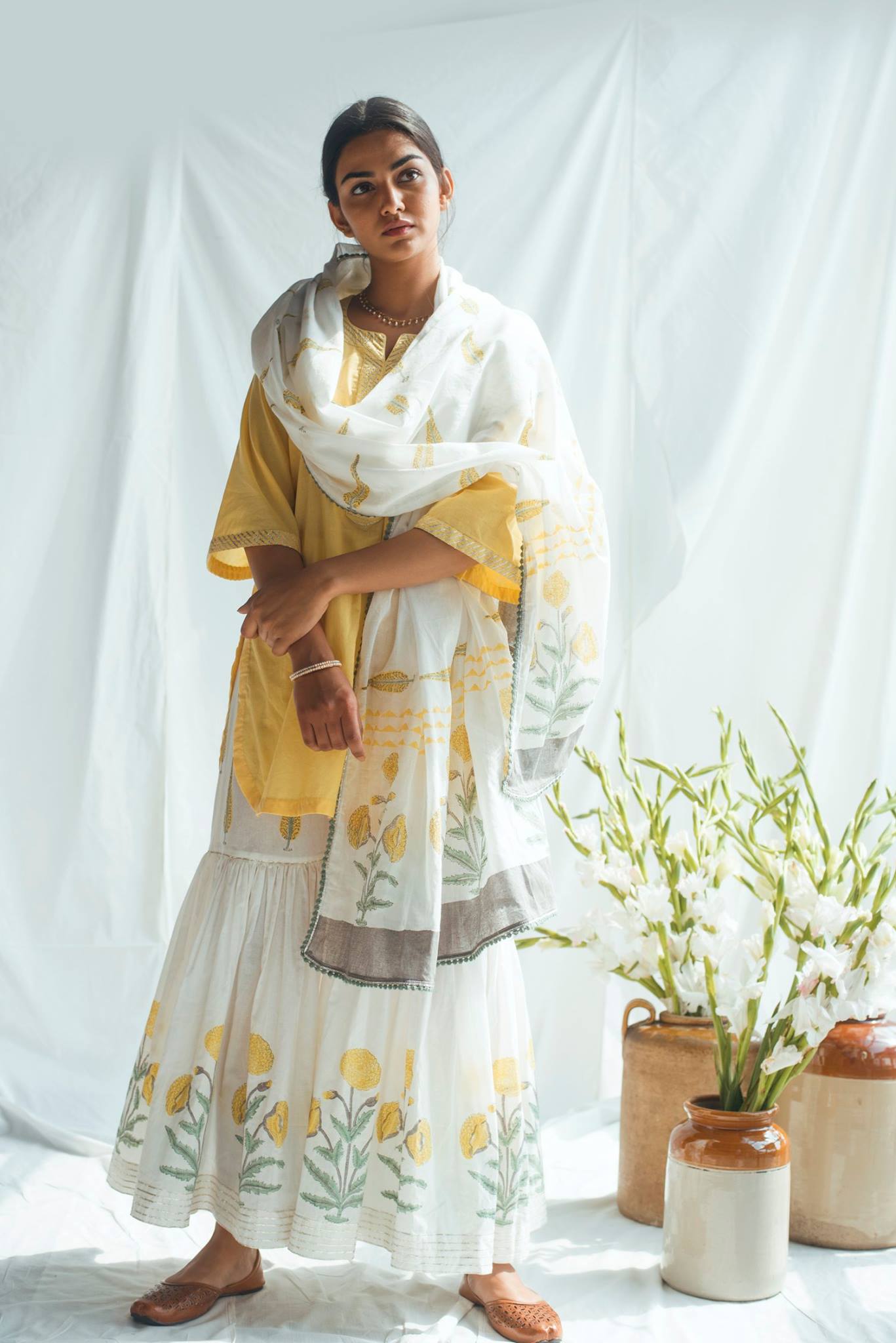 Ridhi Suri Bahameen Yellow Mughal Sharara Set