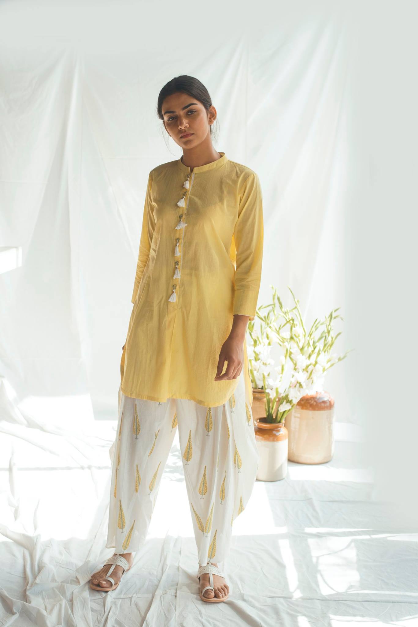 Ridhi Suri Bahameen Yellow Chinar dhoti Set of 2