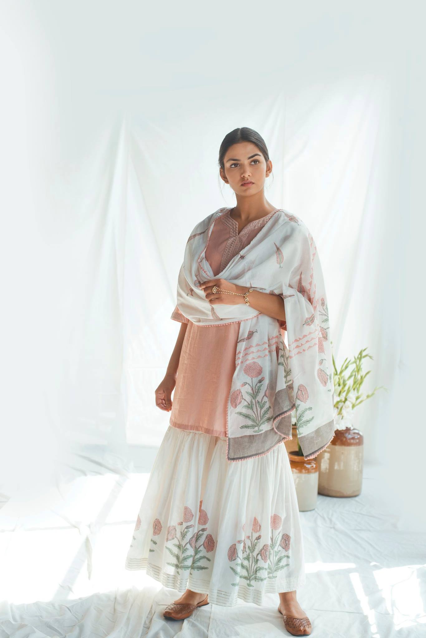 Ridhi Suri Bahameen Pink Mughal Sharara Set With Gota Embroidery