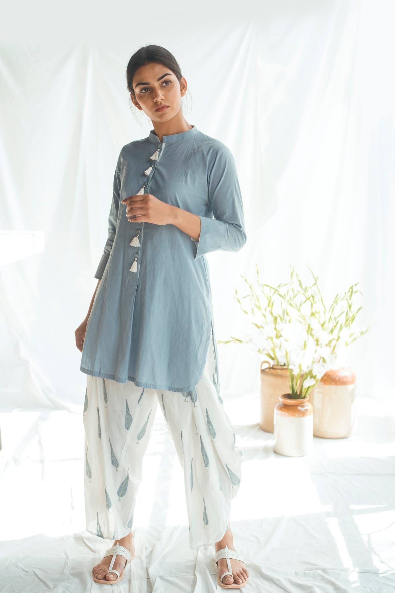 Ridhi Suri Bahameen Blue Chinar Dhoti Set of 2