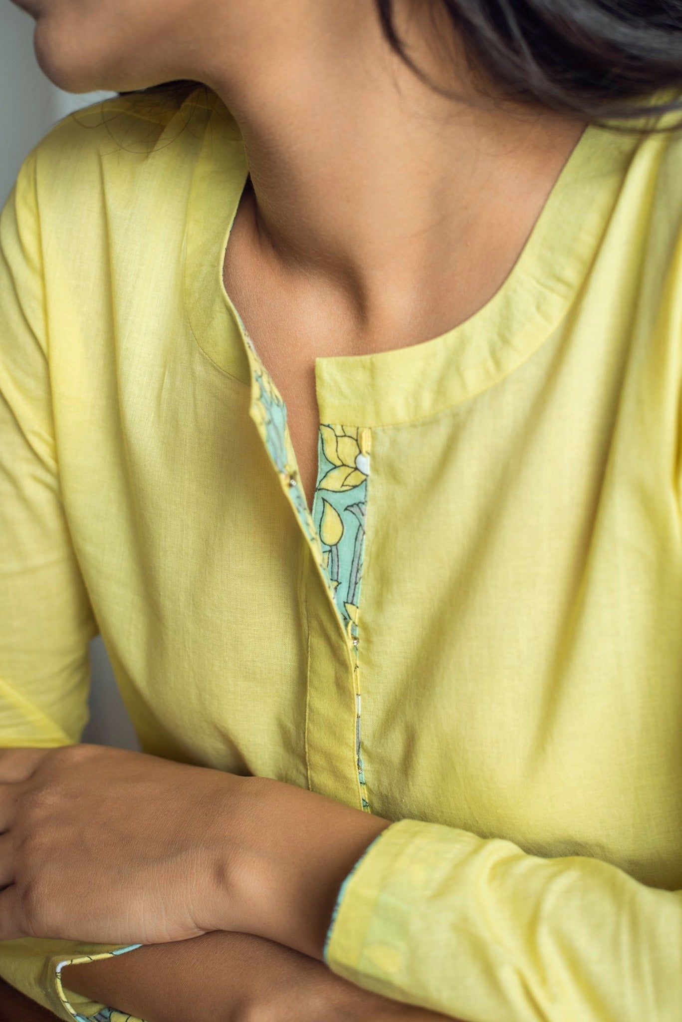 Ridhi Suri Serenity Solid Kurta with Asymmetric Palazzo - Yellow
