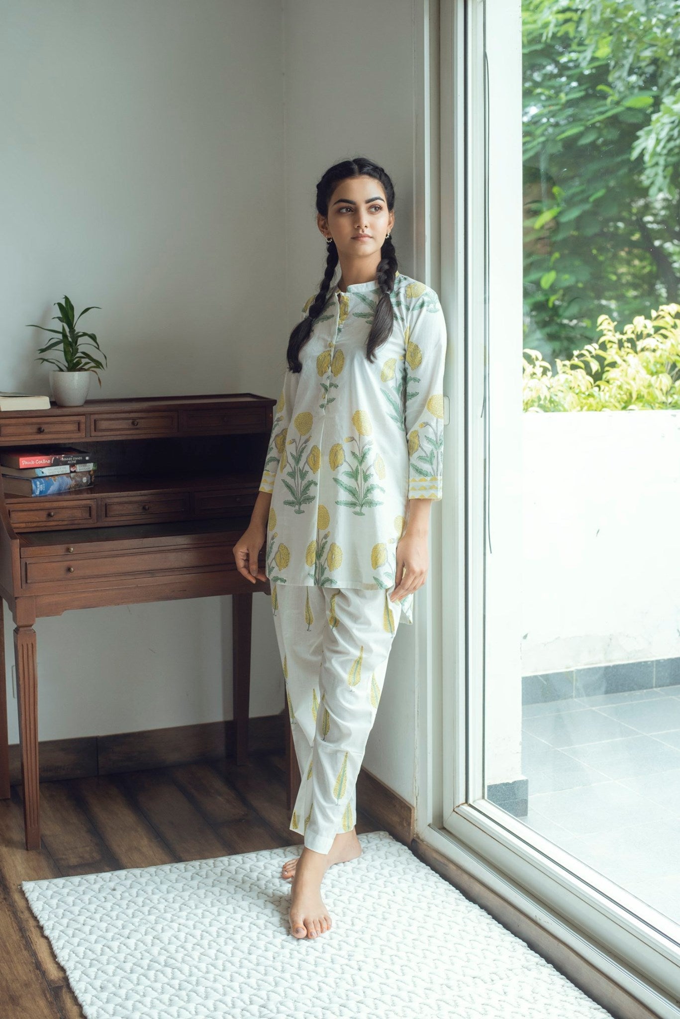 Ridhi Suri Serenity Mughal Lounge Set- Yellow