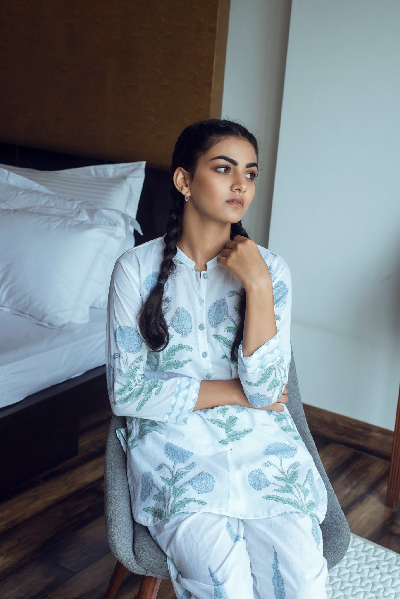 Ridhi Suri Serenity Mughal Lounge Set- Blue