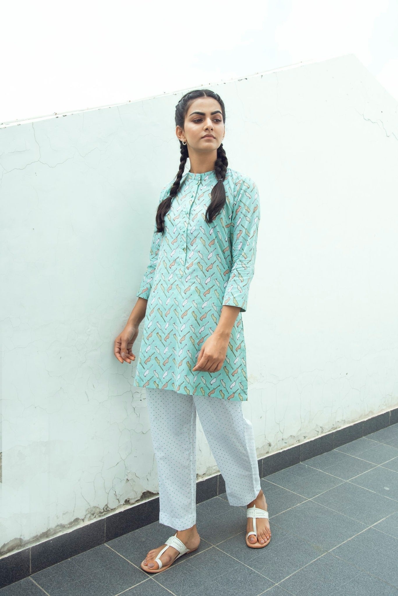 Ridhi Suri Serenity Bird Print Lounge set- Green