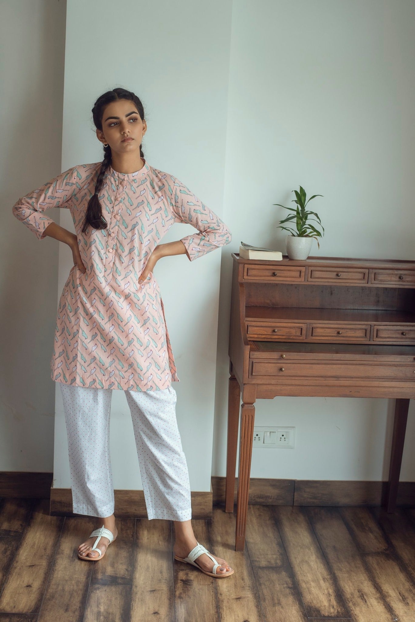 Ridhi Suri Serenity Bird Print Lounge set - Pink