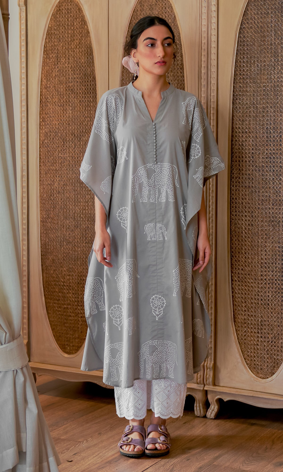 DAISY 2 ELEPHANT GREY PRINT KAFTAN