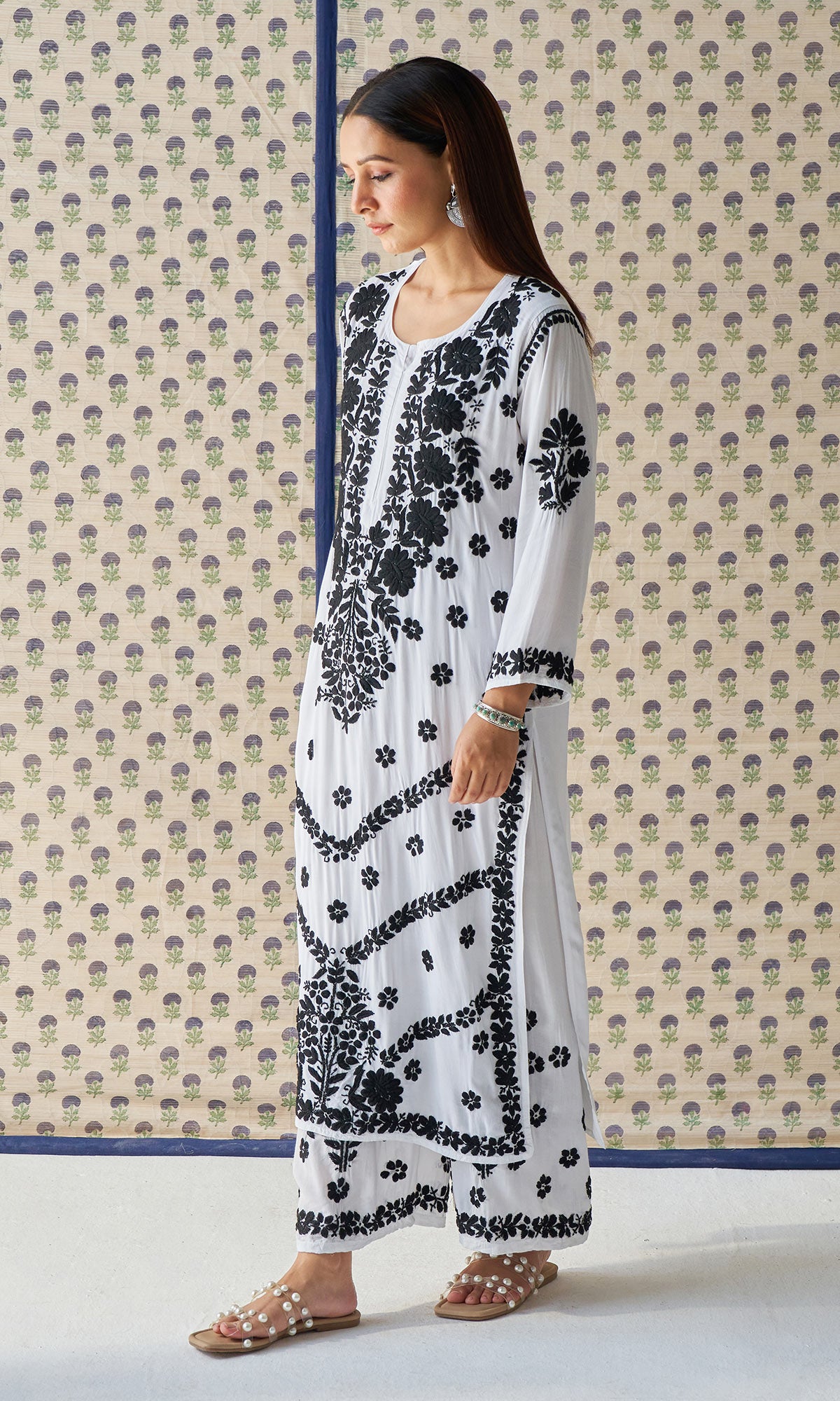 Handcrafted Chikankari White 2PC Kurta-Palazzo Set
