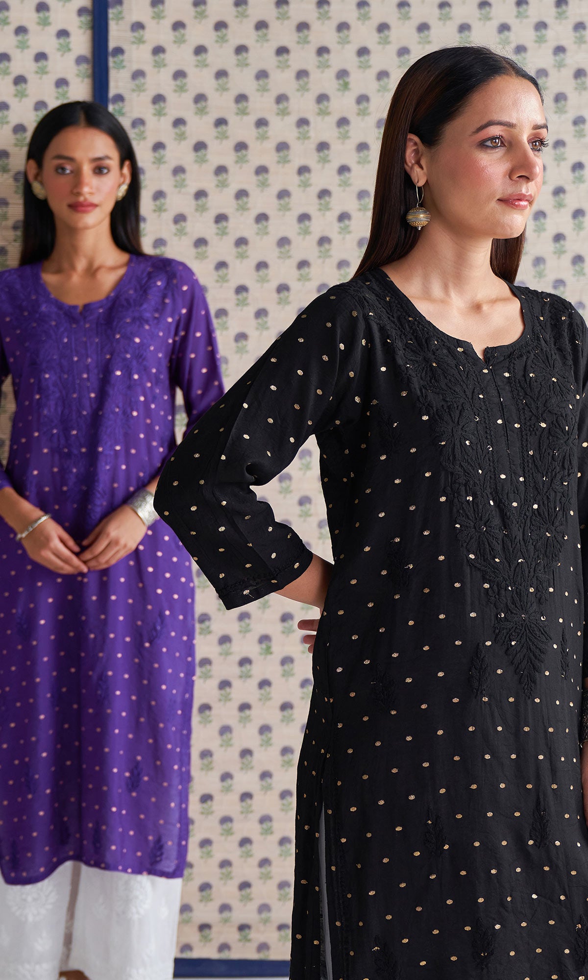 Handcrafted Chikankari Black Straight Kurta