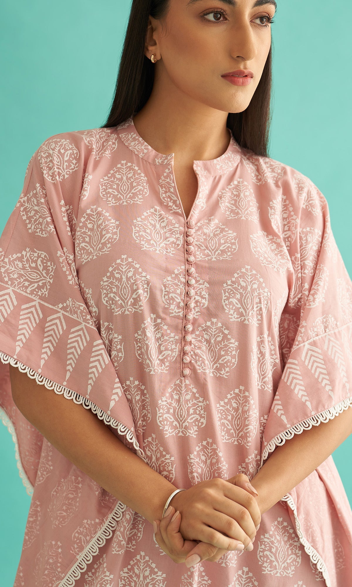 Daisy Vol 3 - Dusty Pink Hand Block Printed Kaftan Set of 2