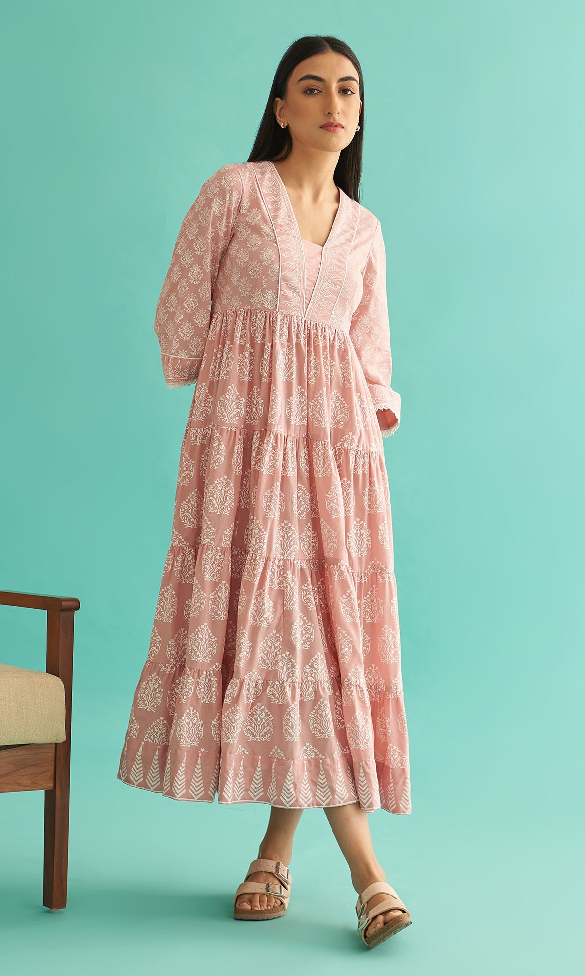 Daisy Vol 3 - Dusty Pink Hand Block Printed Tiered Dress